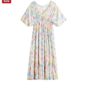 Mira Multicolor Falling Leaves Kaftan Dress
